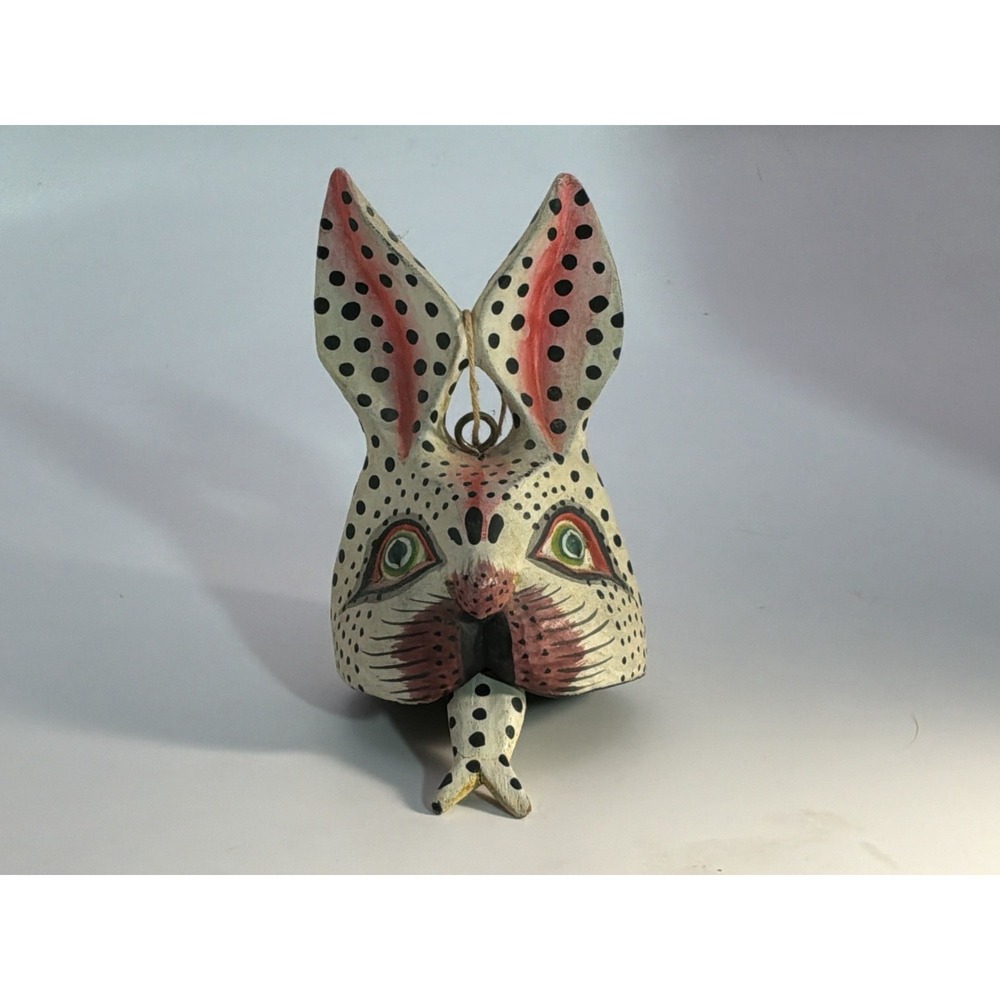 Wooden Mexican Folk Art Rabbit Bell